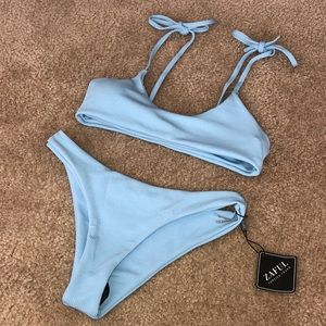 Light blue two piece padding bathing suit
